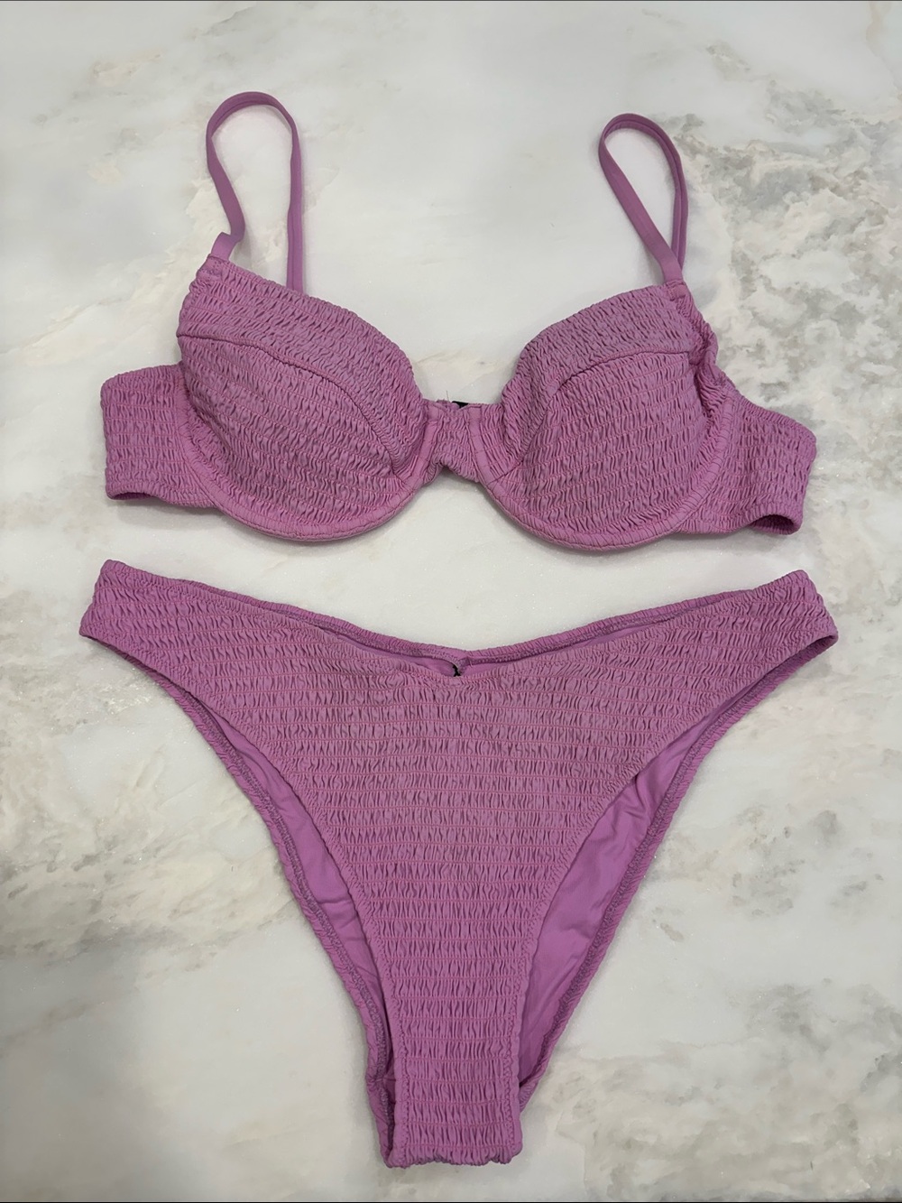 Vetchy Smocked Lilac Bikini Set - Women's Two-Piece Swimwear